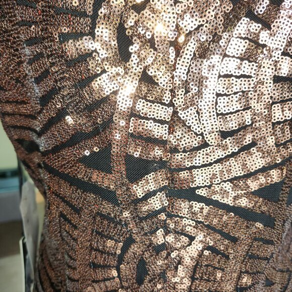 Glamorous S.C. Society Woman’s Evening Top Bronze Rose Gold Sequin Size M - Picture 7 of 15